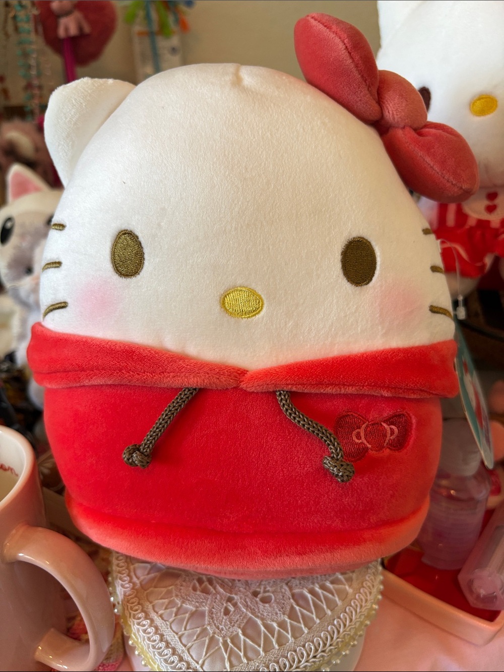 Hello Kitty Pink and Red Plush Hoodie Character